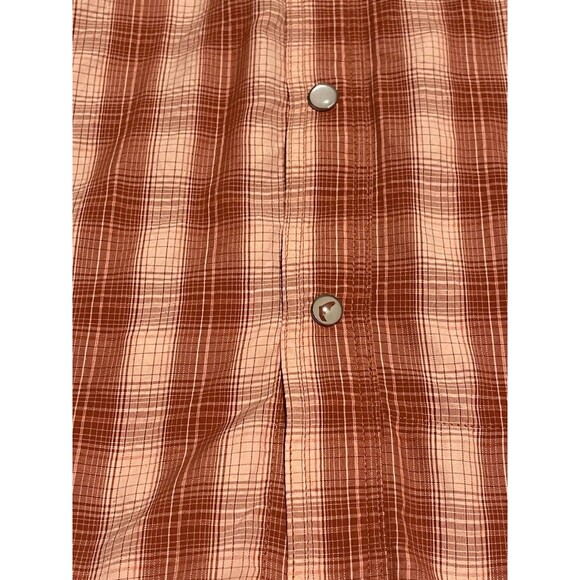 Simms Men’s Longsleeve Snap Button Shirt Outdoor Mesh Fishing Orange Plaid L - Picture 4 of 9